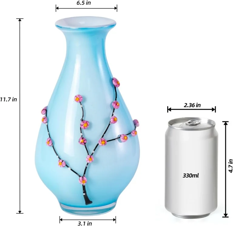KAMMAK Hand-Blown Colored Glass Vase, 6.5"L x 3.1"W x 11.7"H – 8HPHL026 – product image 2