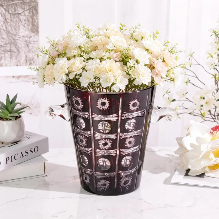 KAMMAK decorative Colored Glass Vase, 6.8"L x 4.4"W x 8.2"H – 8HPCM013 – product image 3