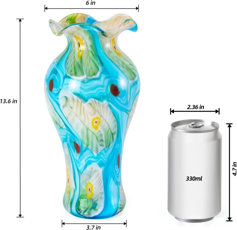 KAMMAK Hand-Blown Colored Glass Vase, 6"L x 3.7"W x 13"H – 8HPHL021 – product image 2
