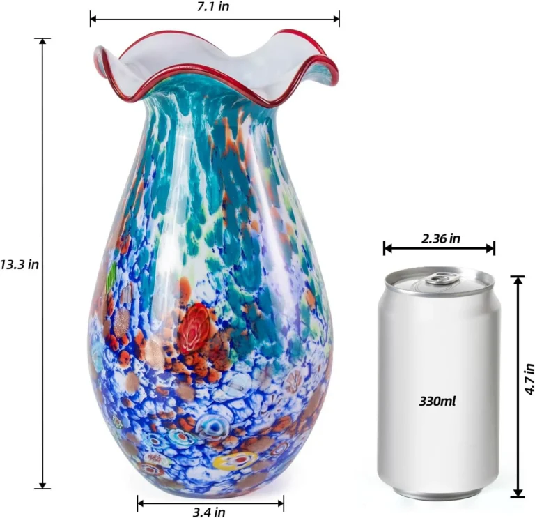 KAMMAK Hand-Blown Colored Glass Vase, 7.1"L x 3.4"W x 13.3"H – 8HPHL046 – product image 2