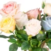 Close view of blush cream yellow green and blue rose heads KAMMAK 8KPFZH012 home decor product close-up material texture detail image 4