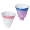 KAMMAK pink and blue-purple scalloped ceramic tea cups set of two KAMMAK 7KPSP696N+697N ceramic cup and saucer front view for product display