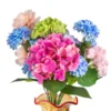Pink blue purple and green artificial hydrangea bouquet KAMMAK 8KPFZH016 home decor product front view for product display