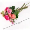 Pink artificial rose bouquet laid flat with approximate length KAMMAK 8KPFZH013 home decor product shape and proportion detail image 3