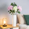 Soft pink hydrangea arrangement in a tall white vase KAMMAK 8KPFZH006 home decor product decorative craft detail image 7