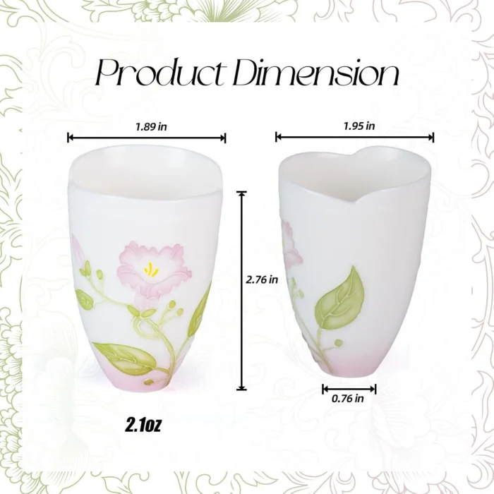 Pink floral ceramic tea cup dimensions and 2.1 oz capacity KAMMAK 7KPSP709N ceramic cup and saucer decorative craft detail image 7