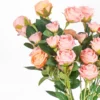 Close view of peach and blush rose heads with textured leaves KAMMAK 8KPFZH001 home decor product close-up material detail image 4