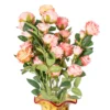 Pink and peach artificial rose stems with green leaves KAMMAK 8KPFZH001 home decor product front view for product display
