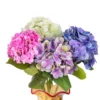 Pink purple blue and white artificial hydrangea stems KAMMAK 8KPFZH008 home decor product front view for product display