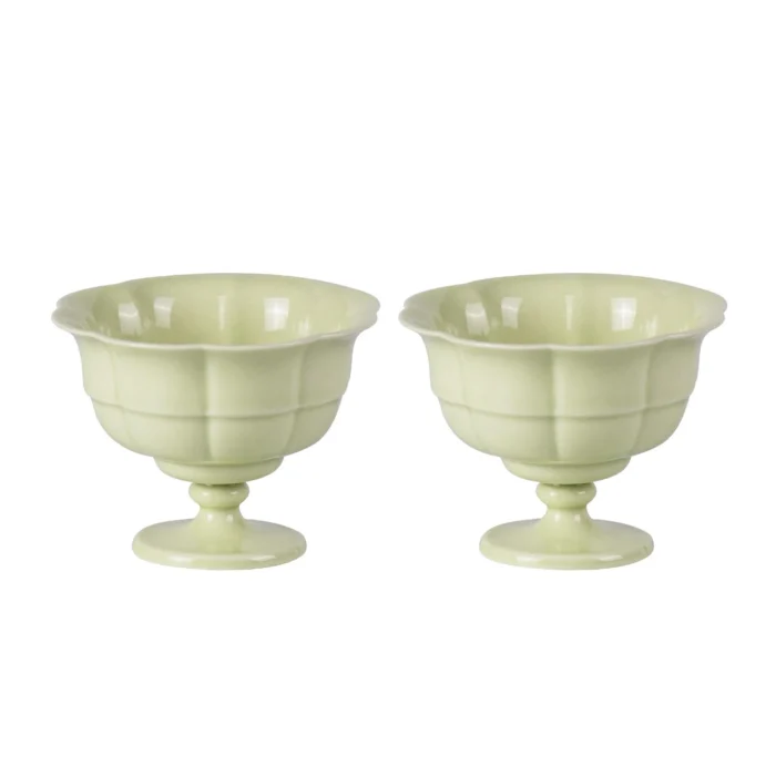 KAMMAK reed green porcelain tea cups set of two KAMMAK 7KPSP701N ceramic cup and saucer front view for product display