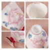 Pink peony blue leaf scalloped rim and dark red foot details KAMMAK 7KPSP710N ceramic cup and saucer close-up material detail image 4