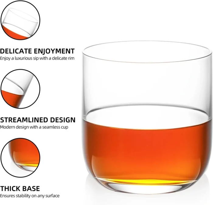 Clear straight tumbler profile and thick rounded base KAMMAK 7KPSP765N whiskey glasses close-up material texture detail image 4
