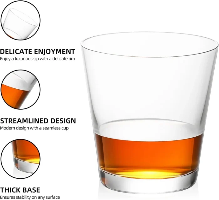 Wide clear tumbler rim tapered sides and thick base KAMMAK 7KPSP772N whiskey glasses close-up material texture detail image 4