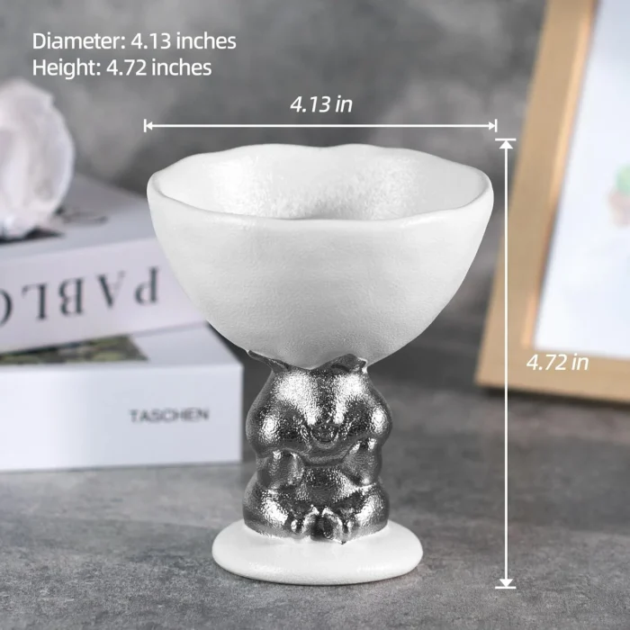 White ceramic rabbit candle holder height and plate dimensions KAMMAK 7KPSP495N pillar candles shape and proportion detail image 3
