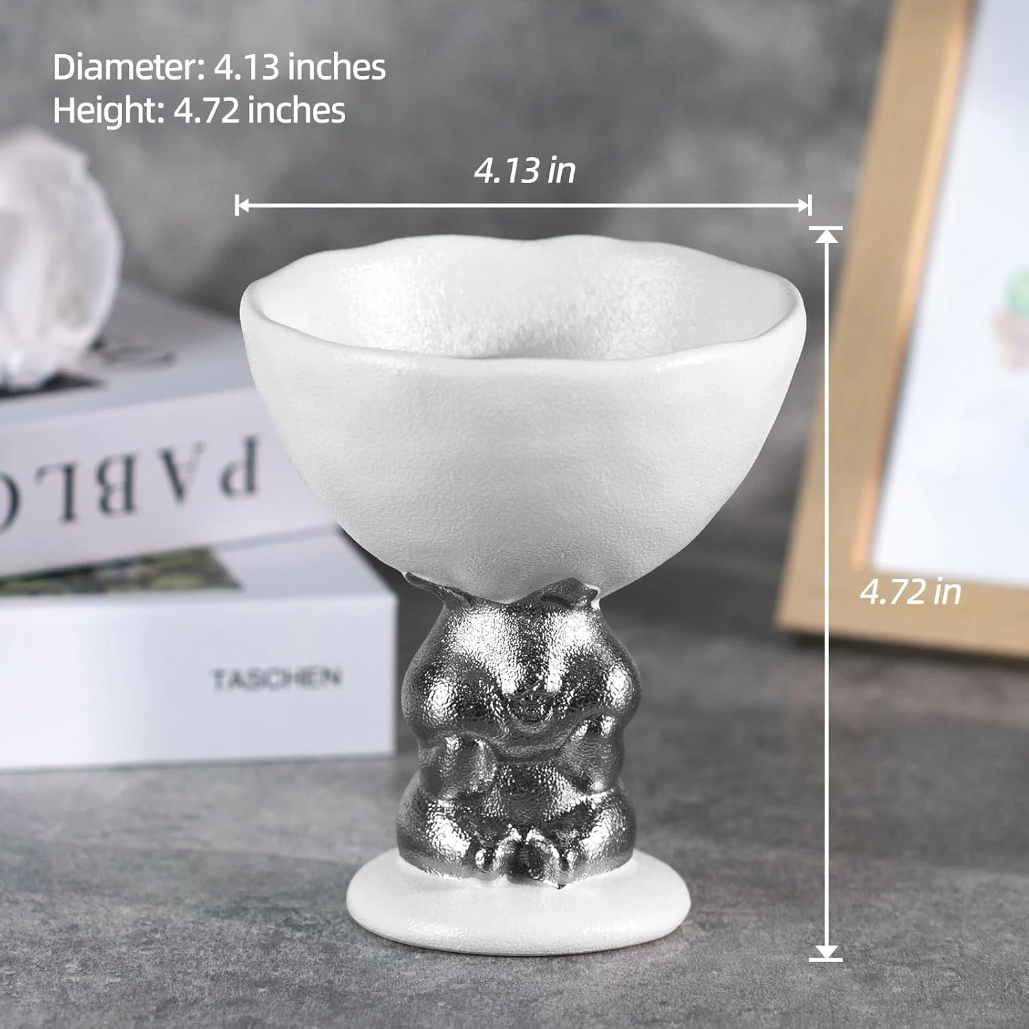 White ceramic rabbit candle holder height and plate dimensions