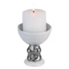 KAMMAK white ceramic rabbit pillar candle holder KAMMAK 7KPSP495N pillar candles front view for product display