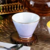 Single lavender KAMMAK tea cup with white interior and gold-tone rim KAMMAK 7KPSP432N ceramic cup and saucer close-up material texture detail image 4