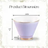 KAMMAK lavender ceramic tea cup dimensions and gold-tone base KAMMAK 7KPSP432N ceramic cup and saucer scale and proportion view image 6