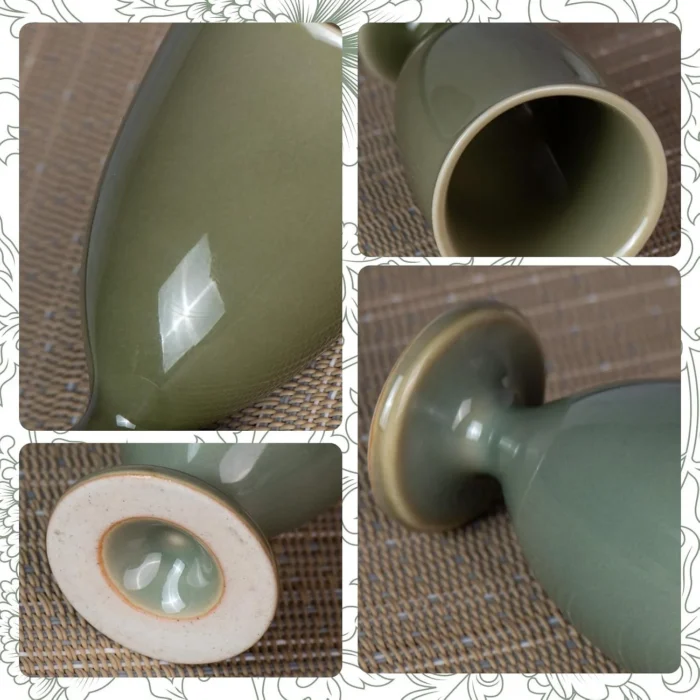 KAMMAK olive cup close-ups showing glaze, interior, rim and footed base KAMMAK 7KPSP694N+695N ceramic cup and saucer close-up material detail image 5
