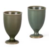 KAMMAK olive green high-footed ceramic tea cups set of two KAMMAK 7KPSP694N+695N ceramic cup and saucer front view for product display
