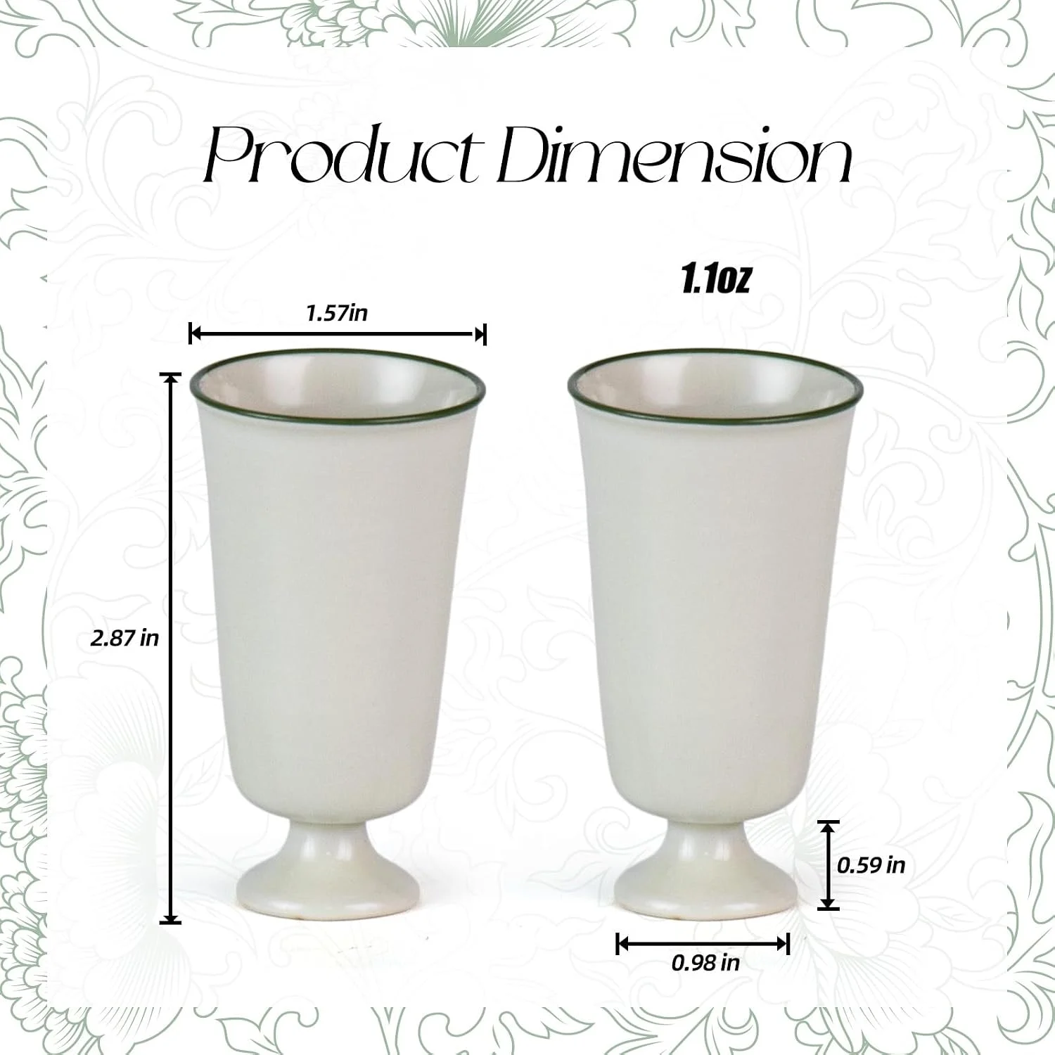 KAMMAK 718N 1.1 oz footed ceramic tea cup dimensions