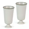 KAMMAK pale green footed ceramic tea cups with dark rims set of two KAMMAK 7KPSP718N ceramic cup and saucer front view for product display