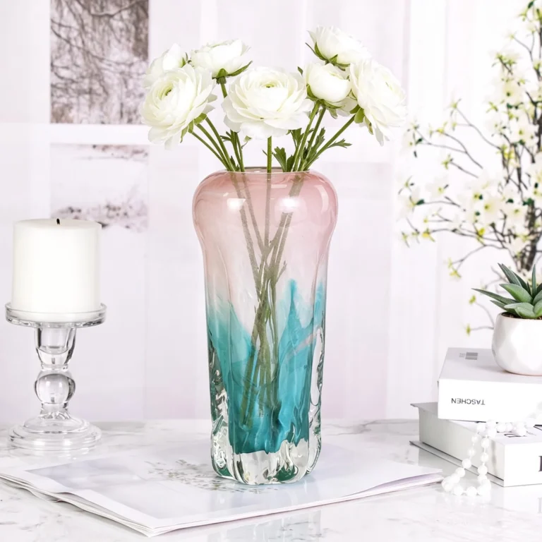 KAMMAK Pink Aqua Tall Hand-Blown Art Glass Vase - SYX024 - product image 3
