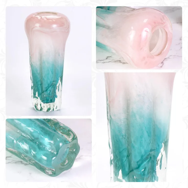 KAMMAK Pink Aqua Tall Hand-Blown Art Glass Vase - SYX024 - product image 4