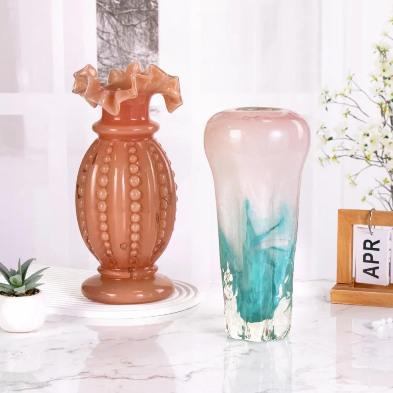 KAMMAK Pink Aqua Tall Hand-Blown Art Glass Vase - SYX024 - product image 5