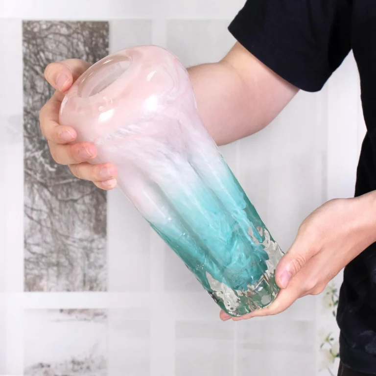 KAMMAK Pink Aqua Tall Hand-Blown Art Glass Vase - SYX024 - product image 6