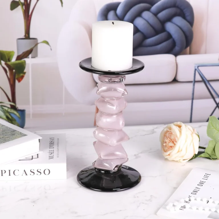 KAMMAK Pink Art Glass Pillar Candle Holder - SYX18 - product image 3