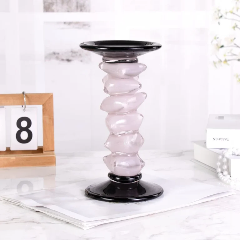 KAMMAK Pink Art Glass Pillar Candle Holder - SYX18 - product image 5