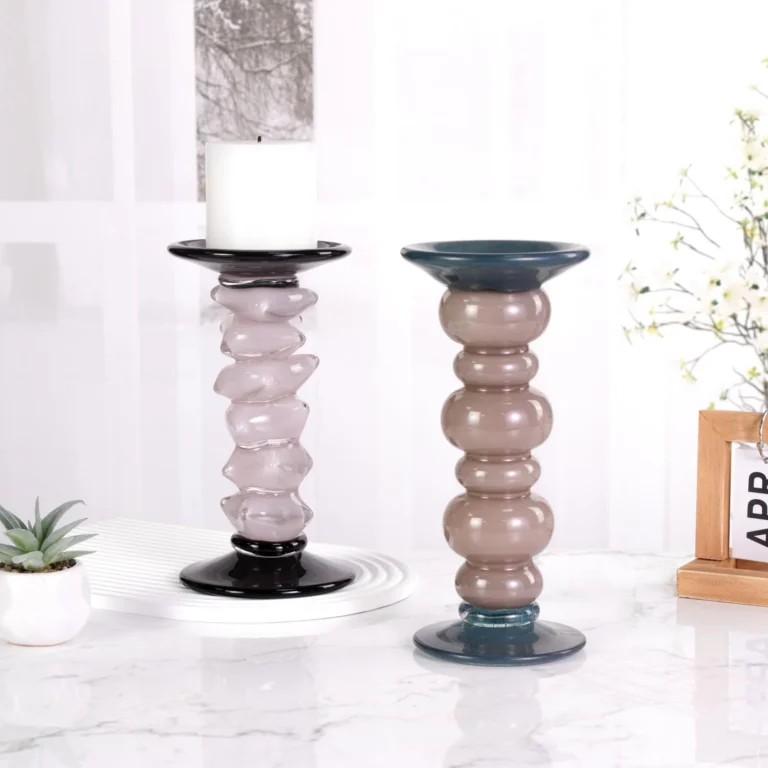 KAMMAK Pink Art Glass Pillar Candle Holder - SYX18 - product image 6