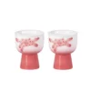 KAMMAK pink floral footed ceramic tea cups set of two KAMMAK 7KPSP714N ceramic cup and saucer front view for product display