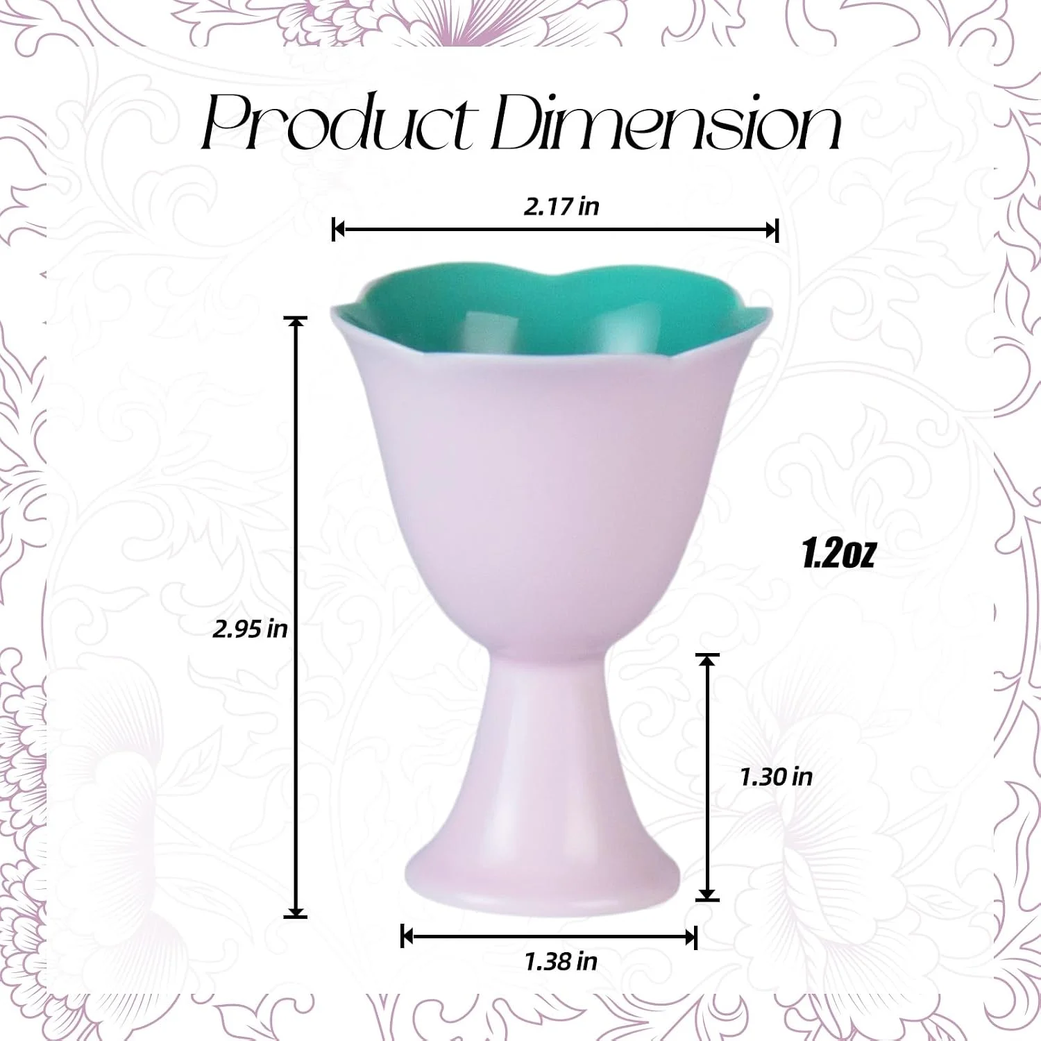 KAMMAK 717N pink and teal footed ceramic cup dimensions