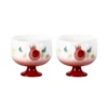 KAMMAK pomegranate-pattern footed ceramic tea cups set of two KAMMAK 7KPSP698N ceramic cup and saucer front view for product display
