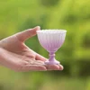 Small KAMMAK 702N lavender chrysanthemum tea cup held outdoors KAMMAK 7KPSP702N ceramic cup and saucer decorative craft detail image 7