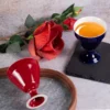 KAMMAK red and navy footed ceramic cups arranged with tea and roses KAMMAK 7KPSP680N+681N ceramic cup and saucer decorative craft detail image 7