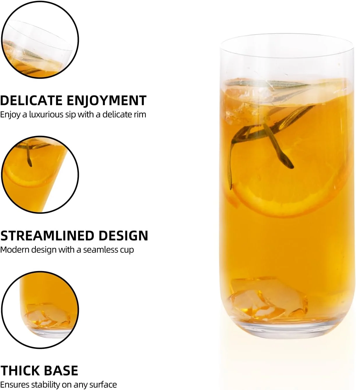 KAMMAK 766N highball glass with smooth rim, straight sides and thick base