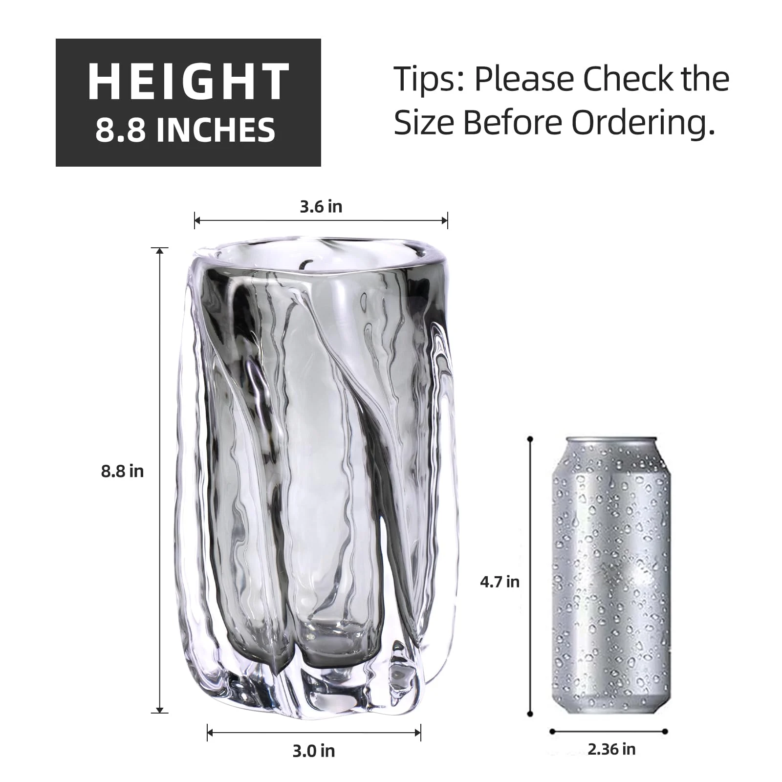 KAMMAK Smoky Clear Hand-Blown Art Glass Vase - SYX028 - product image 2