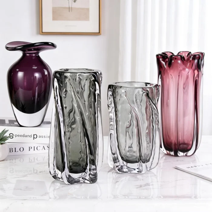 KAMMAK Smoky Clear Hand-Blown Art Glass Vase - SYX028 - product image 7 KAMMAK 8HPSYX028 glass vase decorative craft detail image 7