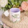 Lavender-interior KAMMAK lotus tea mug with square handle KAMMAK 7KPSP434N ceramic cup and saucer shape and proportion detail image 3