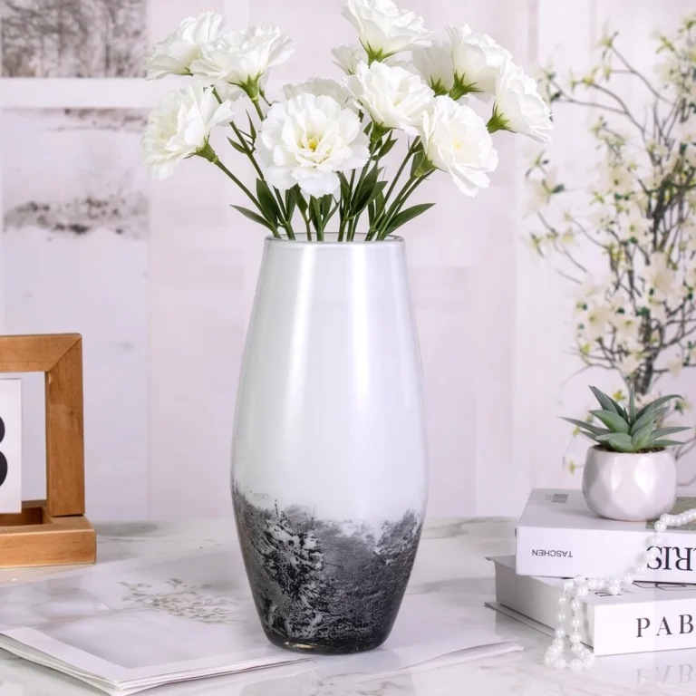 KAMMAK White Smoke Hand-Blown Art Glass Vase - SYX027 - product image 3