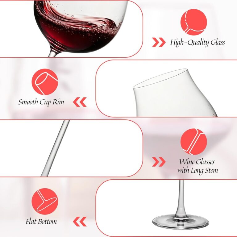 KAMMAK Crystal Red Wine Glasses Set of 2, Bordeaux Stemmed Glasses, DY033 – detail view 2