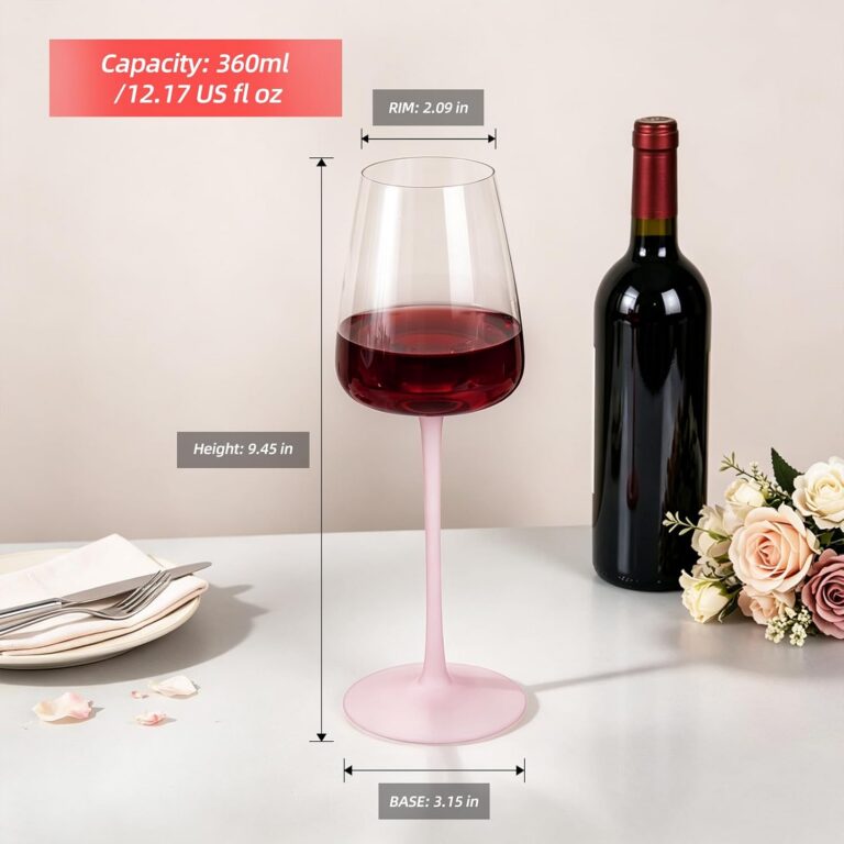 KAMMAK Crystal Red Wine Glasses Set of 2, Bordeaux Stemmed Glasses, XH055 – product dimensions