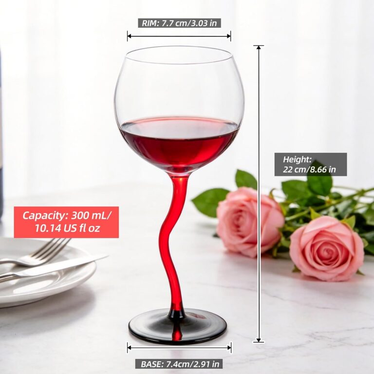 KAMMAK Crystal Red Wine Glasses Set of 2, Bordeaux Stemmed Glasses, XH066 – product dimensions