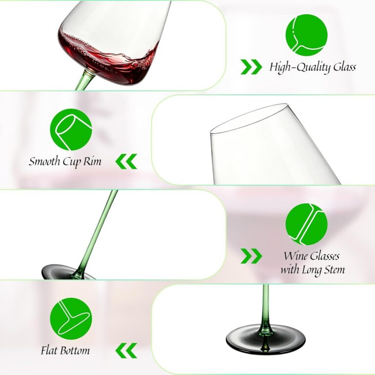 KAMMAK Crystal Red Wine Glasses Set of 2, Bordeaux Stemmed Glasses, XH045 – detail view 2