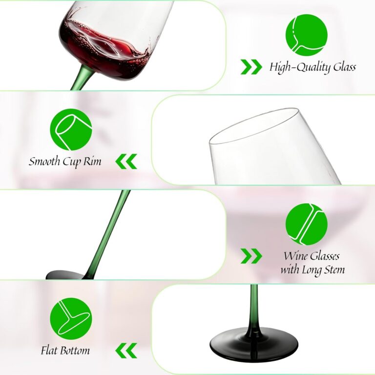 KAMMAK Crystal Red Wine Glasses Set of 2, Bordeaux Stemmed Glasses, XH046 – detail view 2