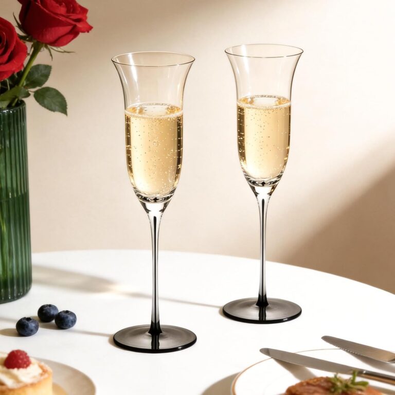 KAMMAK Champagne Flutes Set of 2, Stemmed Champagne Glasses, DY008 – detail view 1