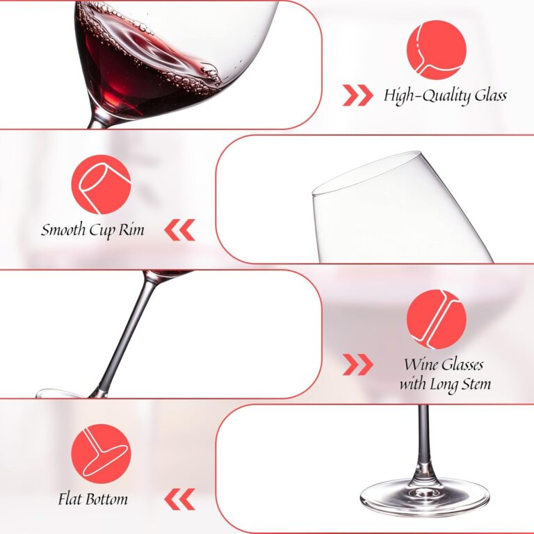 KAMMAK Crystal Red Wine Glasses Set of 2, Bordeaux Stemmed Glasses, DY031 – detail view 2